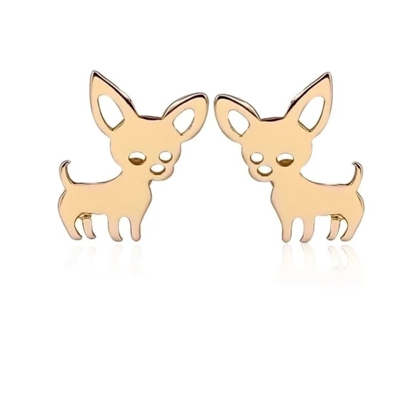 Cute Gold Chihuahua Earrings - Picture 3 of 7